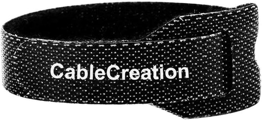 CableCreation Fastening Cable Ties Reusable, Premium 6-Inch Adjustable Cord Ties, Nylon Cable Management Straps Hook Loop Cord Organizer Wire Ties Reusable Black, 50PCS