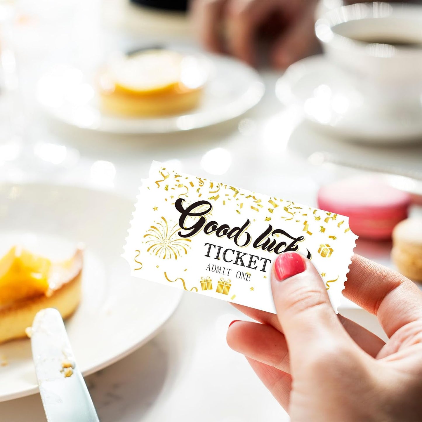 1000 Pcs Drink Ticket Single Raffle Tickets Roll Golden Ribbon Gift Design Good Luck Free Drink Ticket for Events Wedding Work Formal Parties Leisure Class Reward