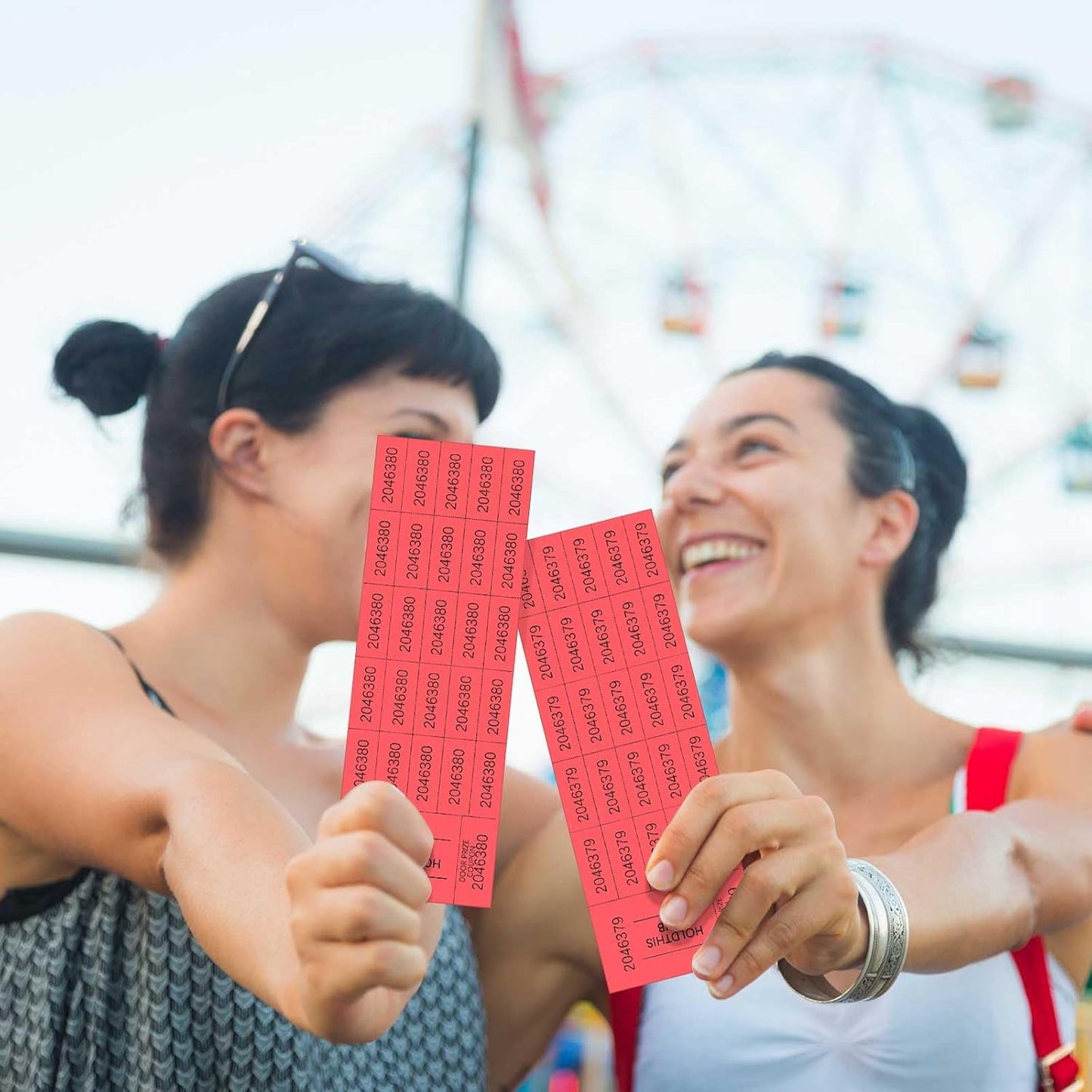 Kosiz 504 Sheets 25 Bid Raffle Ticket with Different Numbers Per Sheet Chinese Auction Tickets for Events Church Basket Auction Silent (Red)