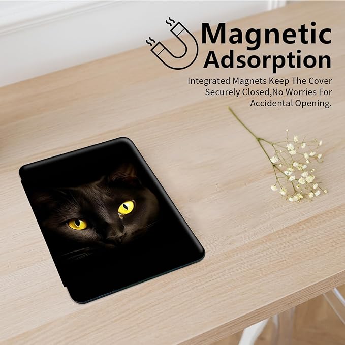 for All-New Amazon Kindle Fire 7 Tablet Case(12th, 2022 Release),Fire 7 Tablet Case,360 Degree Rotating Stand Smart Protective Case, for Fire 7 2022 Tablet (7” Display),Cute Wild Cat