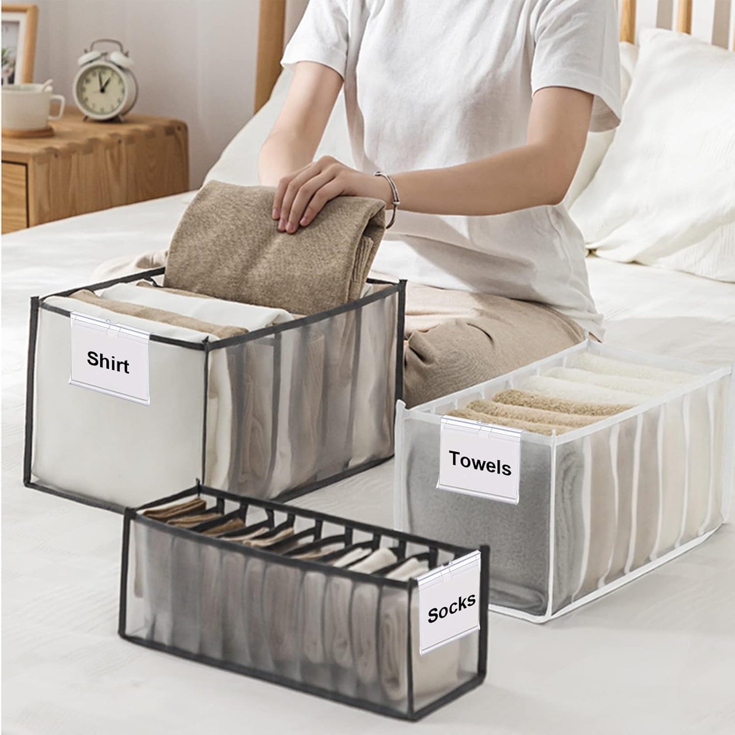 120PCS Clear Plastic Label Holders Clear Plastic Bin Clip Labels for Baskets Wire Shelf Price Card Tag, Aulufft Transparent Label Holder with 120pcs Paper Labels for Storage Bins (2.36 x 1.65 inches)