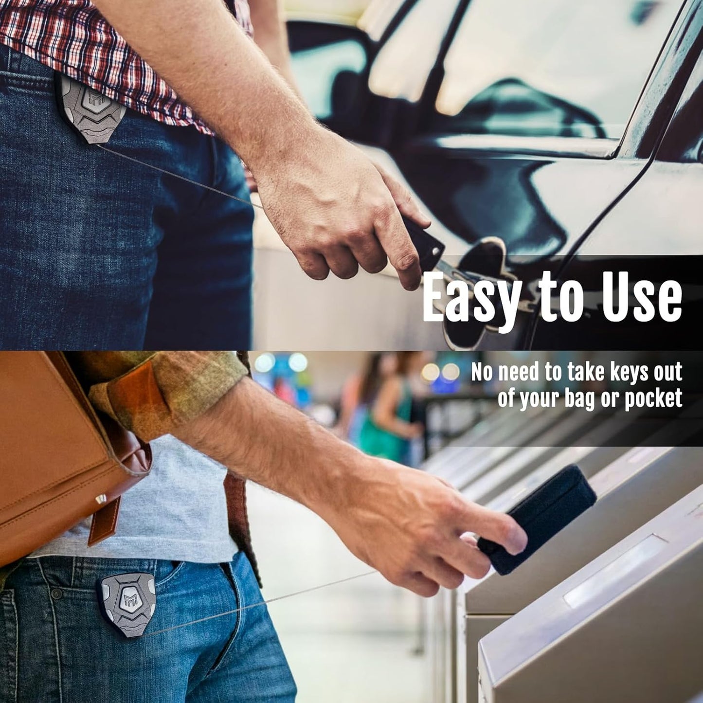 MNGARISTA Heavy Duty Retractable Keychain with Belt Clip, ID Badge Reel Key Chain, Badge Holder with 31.5' Steel Cord and Key Ring, 9.0oz, 4-Pack