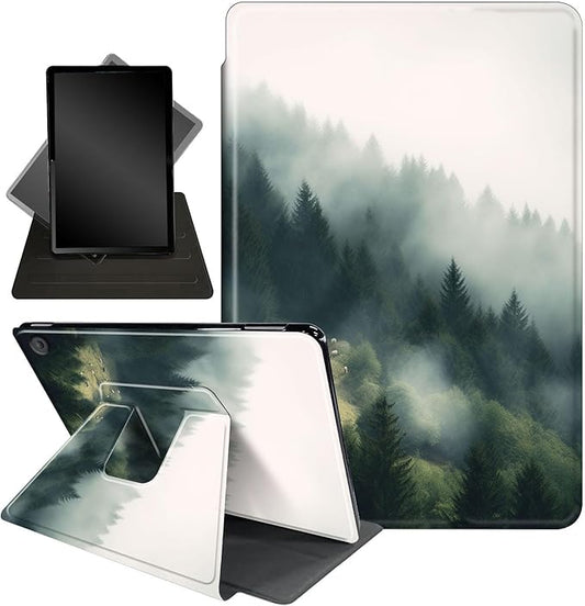 for Amazon Kindle Fire Max 11 Case (13th Generation, 2023 Release) 11",Mxfdegf 360 Degree Swiveling Stand Protective Cover with Auto Sleep/Wake,for All-New Fire 11 Max Tablet,Misty Landscape Forest