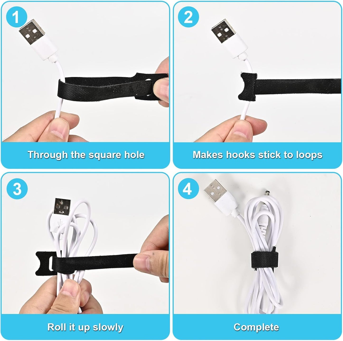 100 6 - in Reusable Velcro Ties: The Versatile Solution for Cable Management, & Ideal for Gardening - Double as Cord Wraps & Gardening Ties