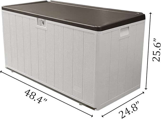 Premium Pro Edition 110 Gallon Lockable Resin Deck Box, Waterproof & UV-Resistant Outdoor Storage Box for Outdoor Cushion Storage, Garden Tools & Pool Accessories Storage, White