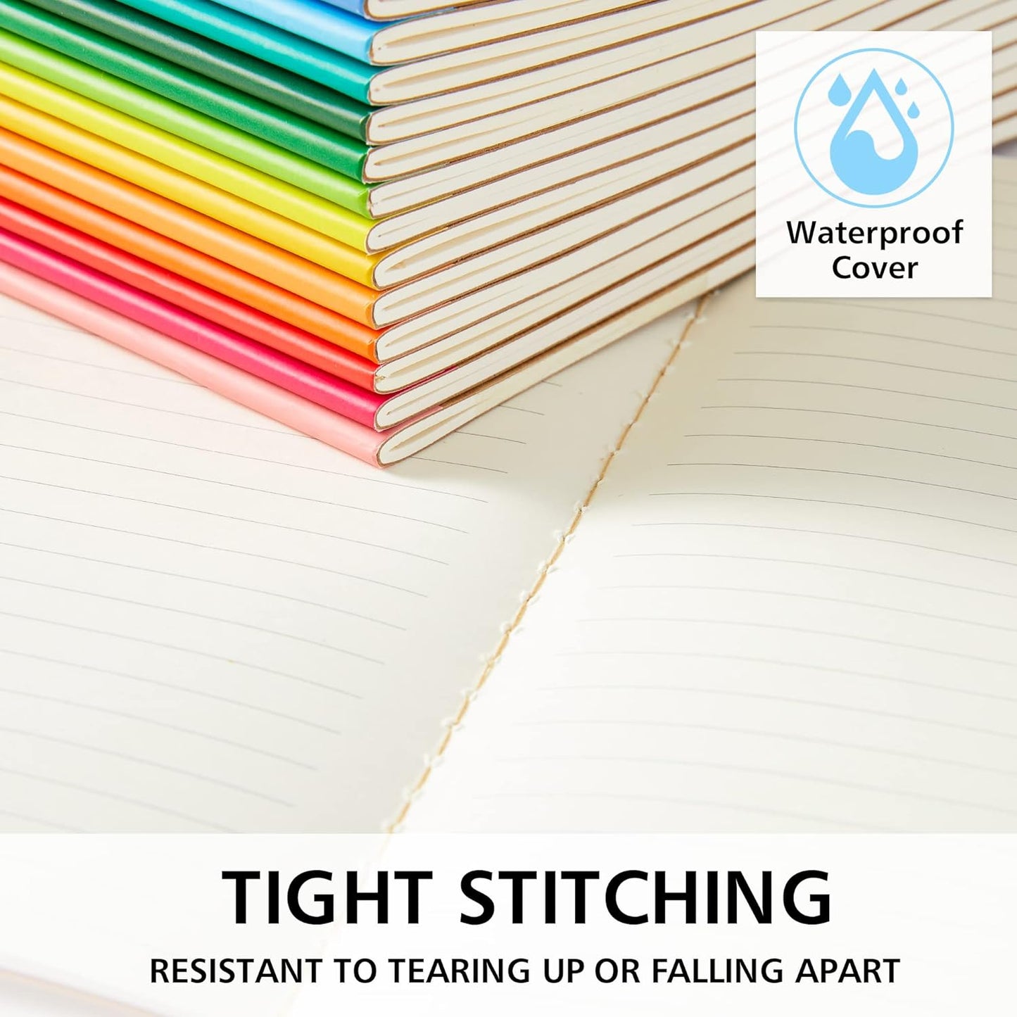 feela 16 Pack Composition Notebooks Bulk, Kraft Cover Lined Blank College Ruled Composition Travel Journals with Rainbow Spines For Women Students Business, 60 Pages, 8.3”x 5.5”, A5, 16 Colors