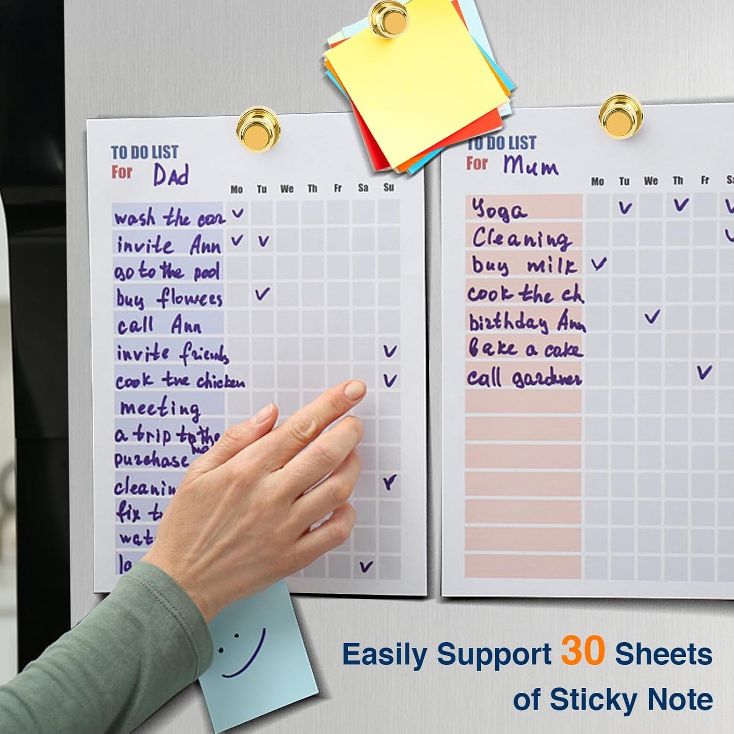 MIKEDE Fridge Magnets - 15 Pcs Gold Neodymium Push Pins for Whiteboard, Office, School & Classroom