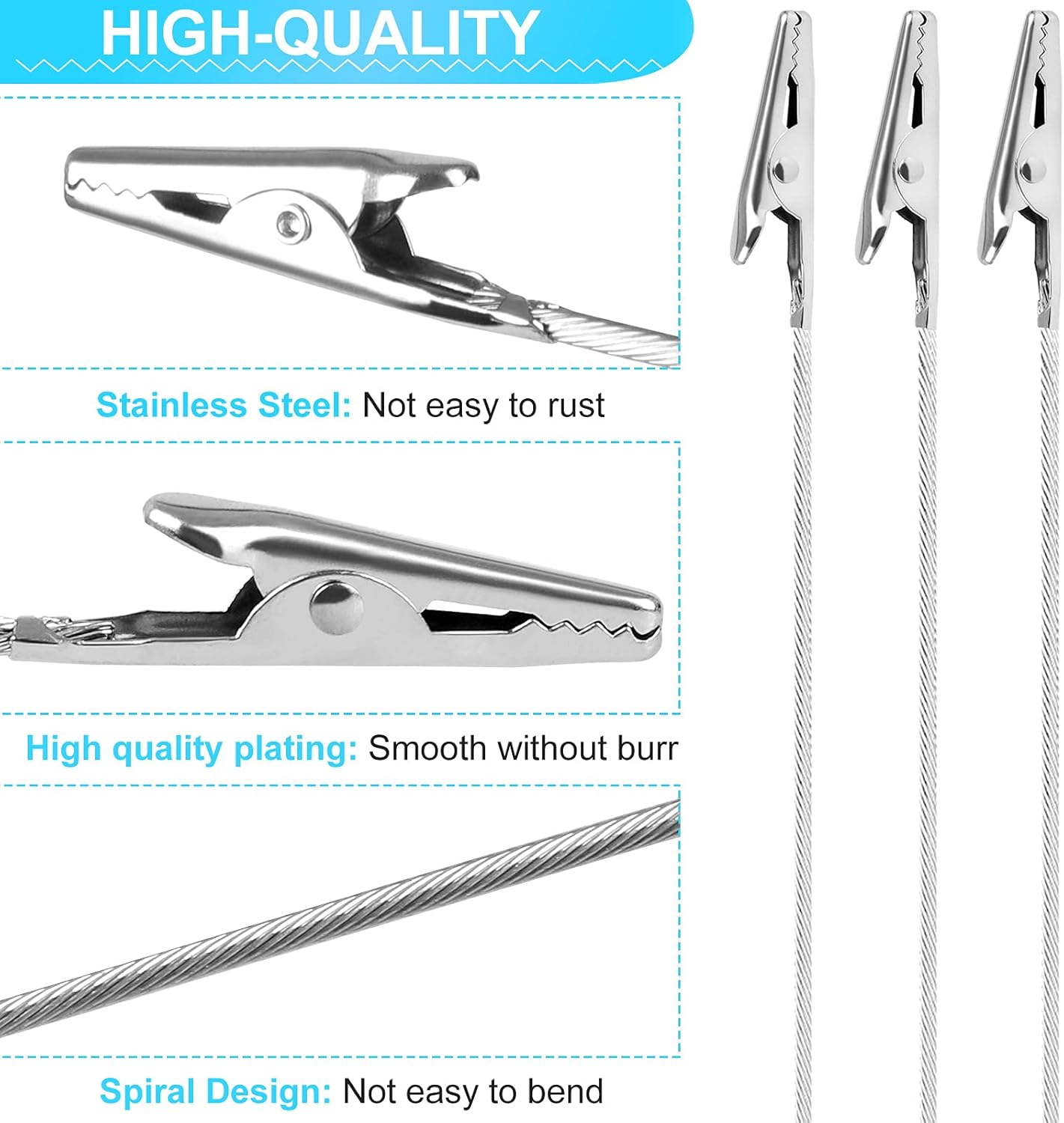 40 PCS Metal Wire Long-Tailed Alligator Clamp Photo Clip Holder - Alligator Clips for Crafts, DIY Card, Photo, Memo Holder (6inch/150mm)