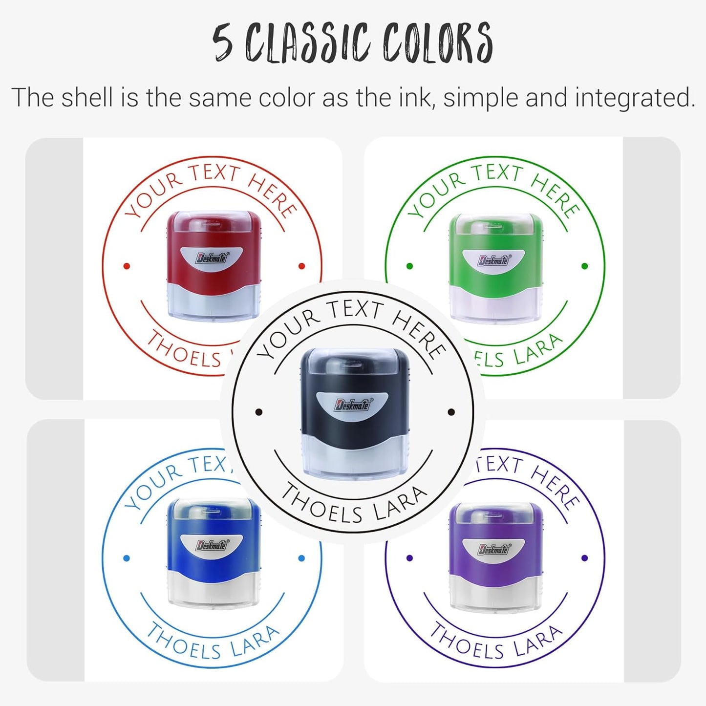 Custom Stamps Self-Inking, Personalized Business Logo Text Stamp, Customized Stamp for Book, Address, Teacher, Office | Ex libris | Round 1.65" - 5 Ink Color