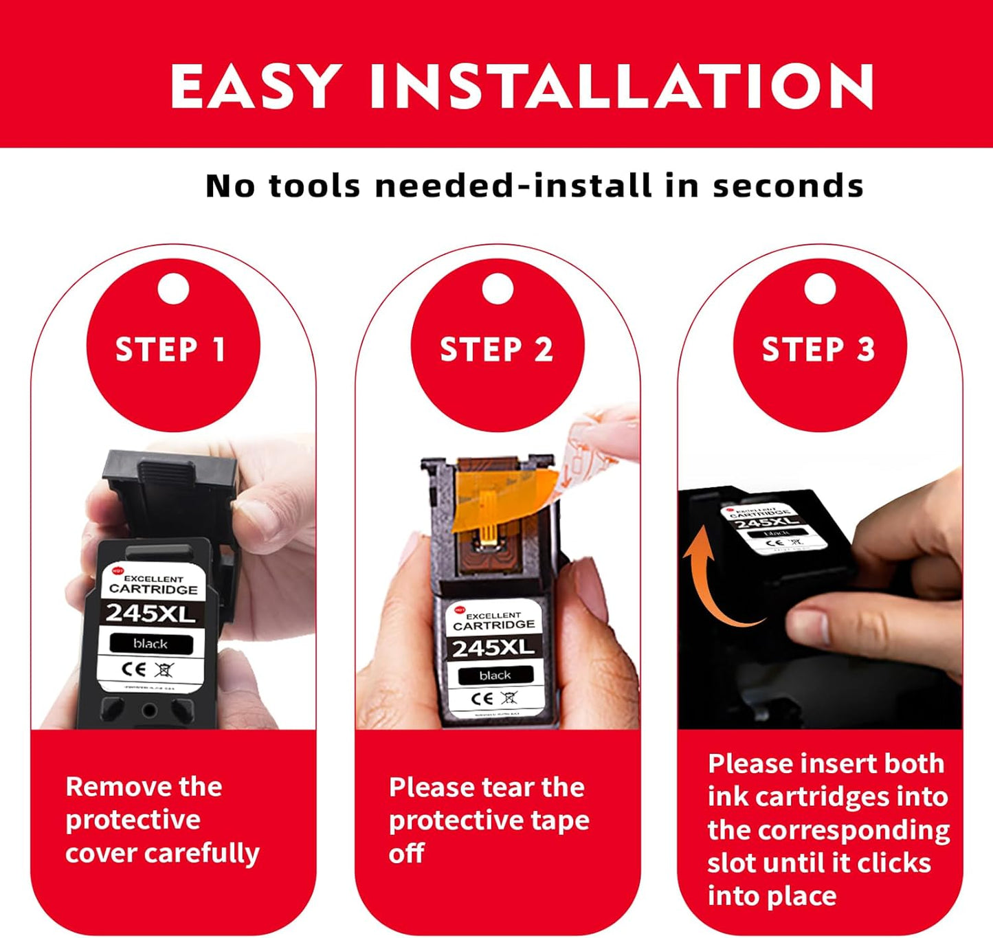 Replacement for Canon 245XL Black Ink Cartridges for Canon 243 Black Ink PG-245-High Yield, Compatible with Cannon MX490 MX492 MG2500 MG2522 MG2525 MG3022 MG2920 TS3100 TS3122 TS3300 TS3322