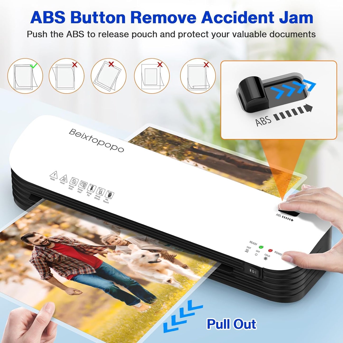 Thermal Laminator, 8.5x11 Laminator, 9 Inch Laminater Machine with 12 Laminating Sheets, A4/A5/A6 Personal Hot Cold Laminating Machine for Home School Teachers Office, Anti-Jam