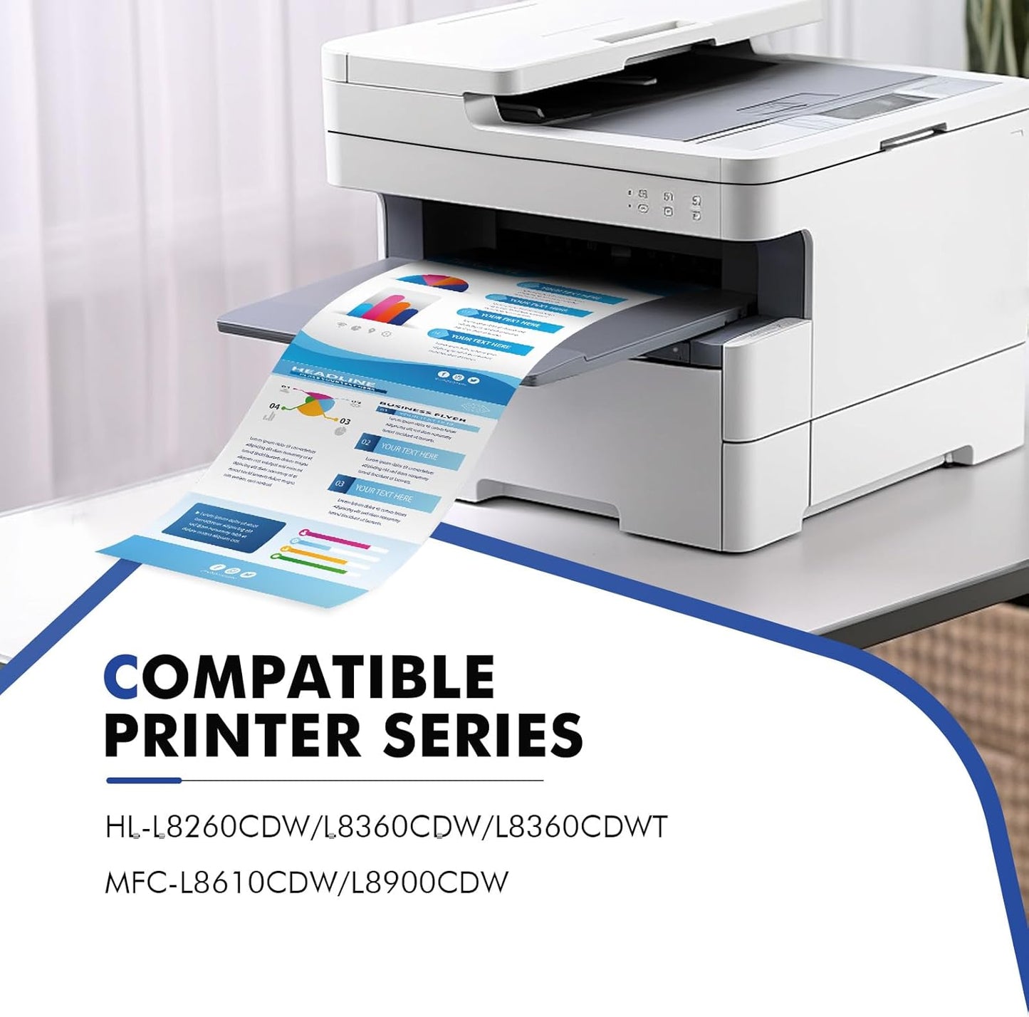 TN-431 TN431 4-Color Toner Cartridge Set 4 Pack Compatible for Brother TN431 TN 431 TN-431 TN431BK for Brother MFC-L8900CDW HLL8360CDW HLL8260CDW MFCL8610CDW HLL8360CDWT Printer Ink (BCYM)