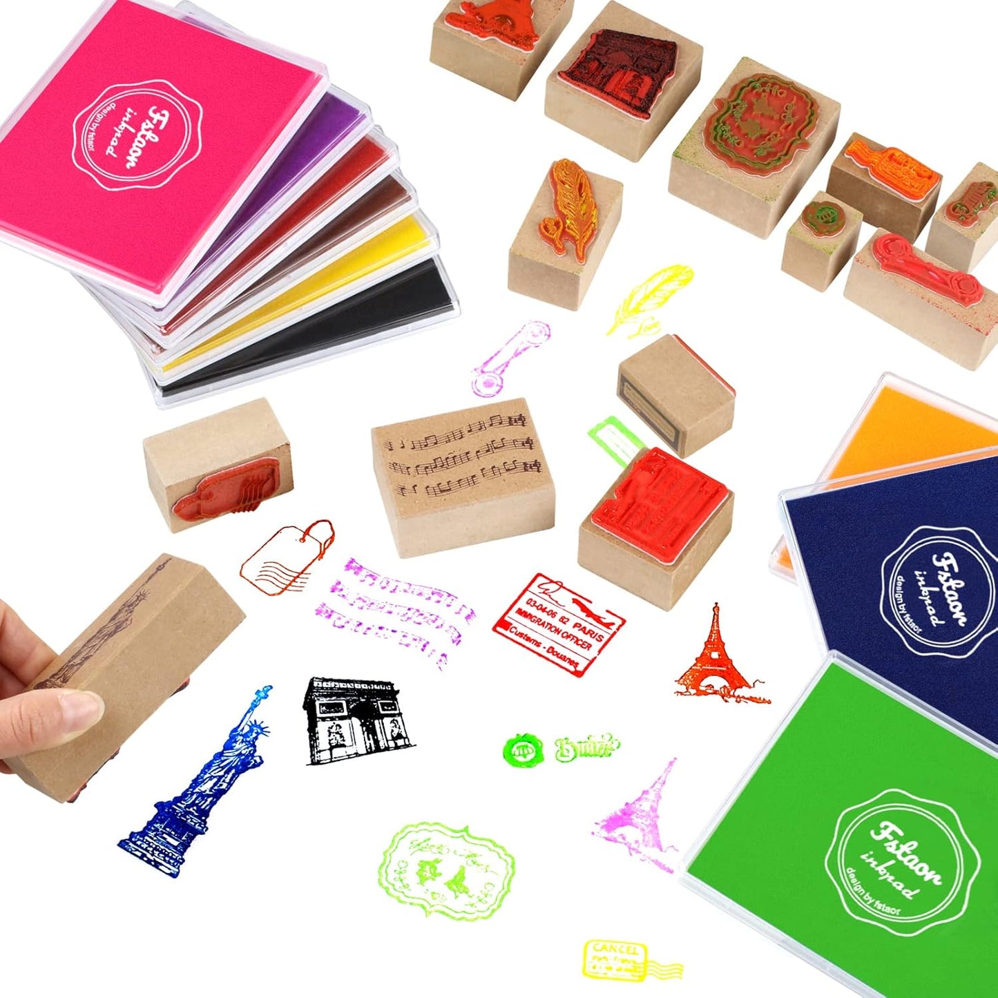 Fstaor Permanent Large Orange Ink Pad for Rubber Stamps, 5x4 inch Stamp Pads for Kids Paper Wood Fabric (Orange)