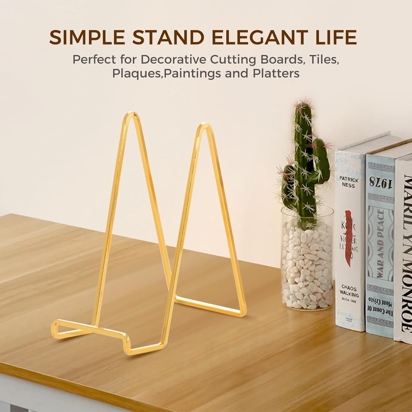 Plate Holder Easel Display Stand - 8 inch Metal Plate Stands for Display - Tabletop Picture Stand - Gold Iron Easels for Display Pictures | Photo Frames | Book | Decorative Plates | Plaque - 3 Pack