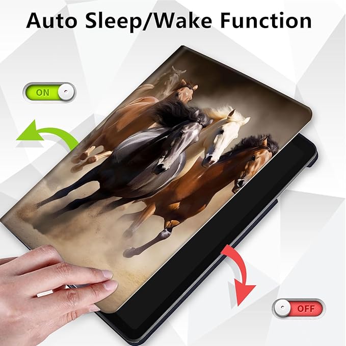 for Kindle Fire 7 case 2019 2017 Release 9th 7th Generation,360 Degree Rotating Stand Smart Protective Cover Case for Amazon fire 7 Tablet 9th/7th Generation,Running Horse