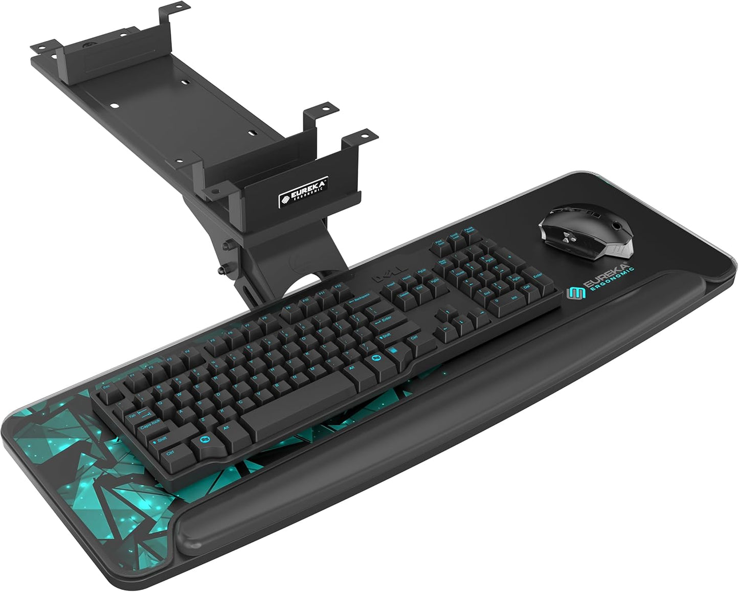 EUREKA ERGONOMIC Height Adjustable Mouse & Keyboard Tray Under Desk, 28x10'' Large Slide Out Swivel Tilt Computer Keyboard Drawer with Mouse Pad for Gaming Home Office Desk, Dual Mount