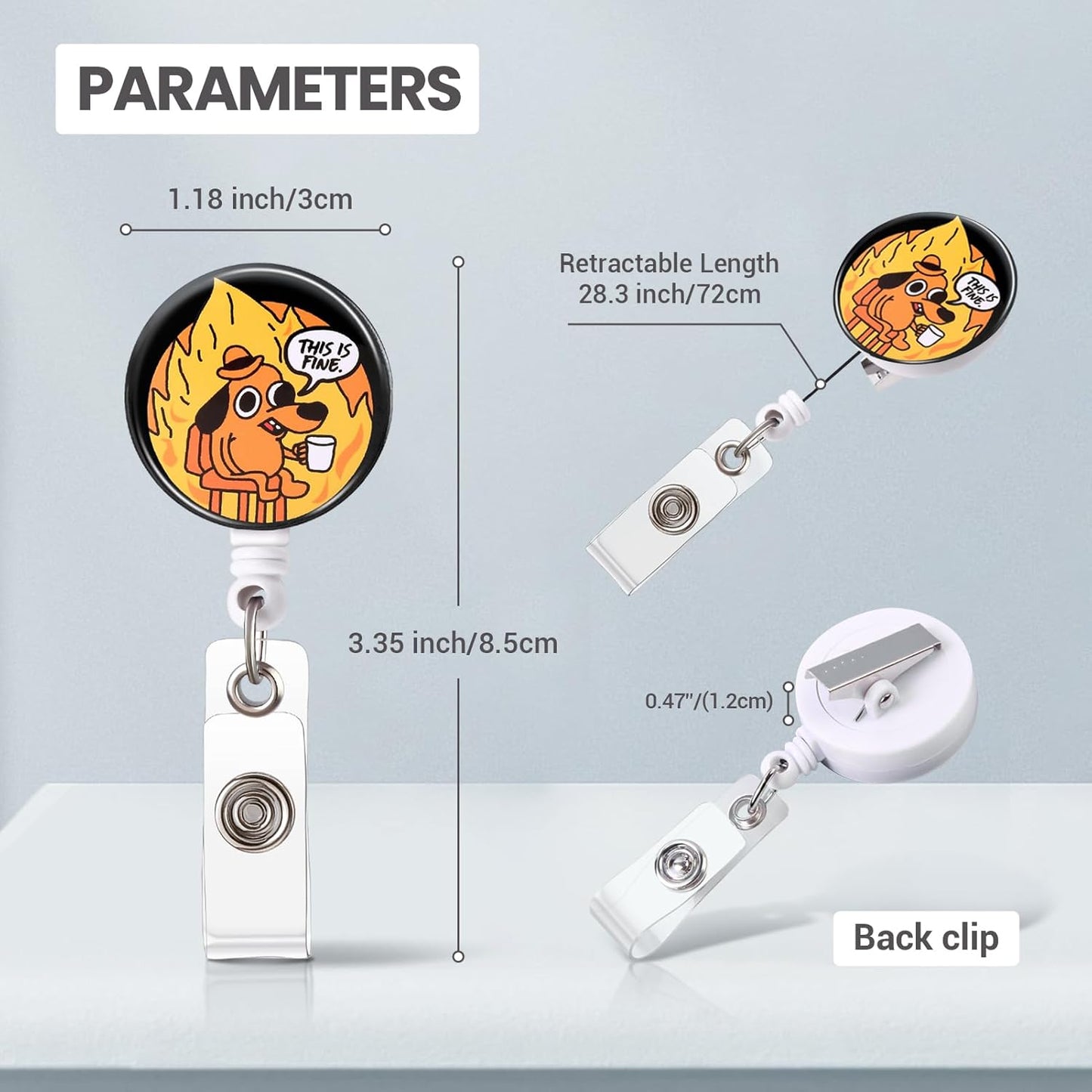 Badge Reel, Funny Badge Holder, Cute Badge Clip for Nurse, This is Fine Dog Retractable ID Badge Clips, Office Name Badge Accessories, Nursing Student Gifts