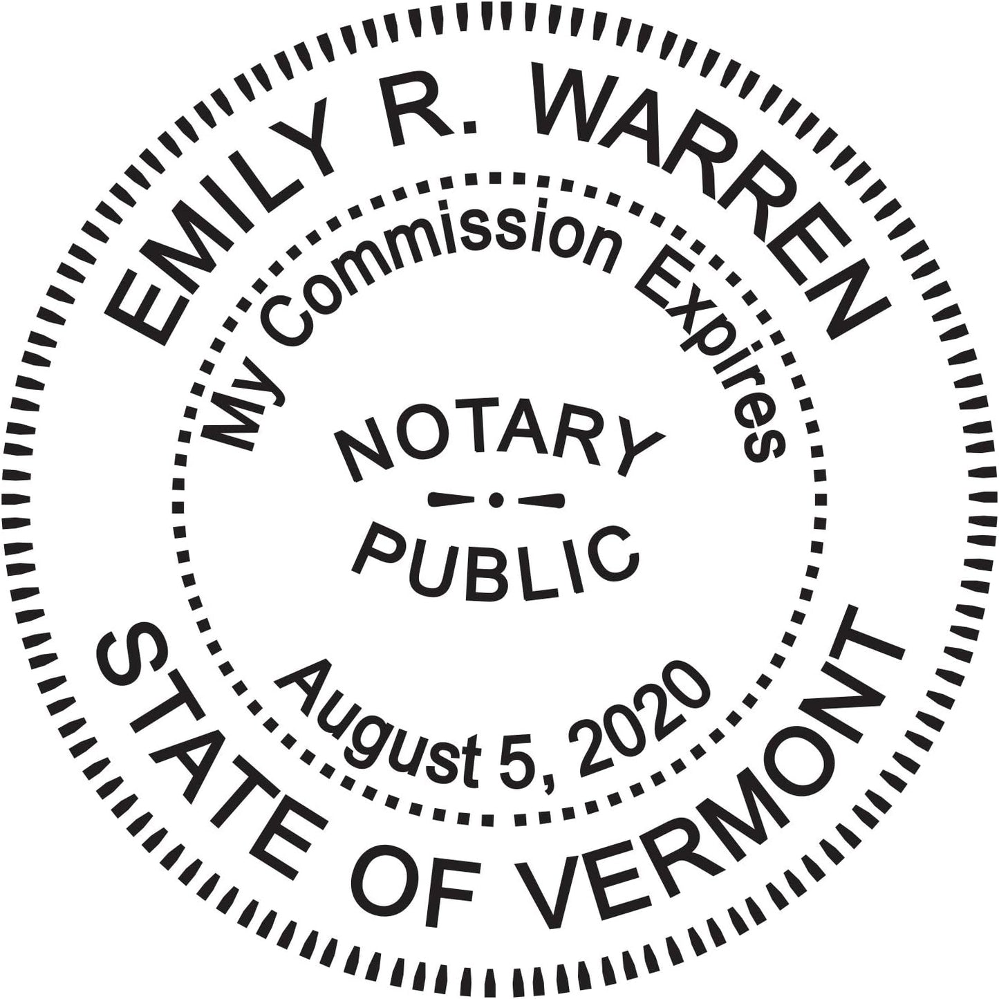 Round Notary Stamp for State of Vermont- Self Inking Stamp - Top Brand Unit with Bottom Locking Cover for Longer Lasting Stamp - 5 Year Warranty
