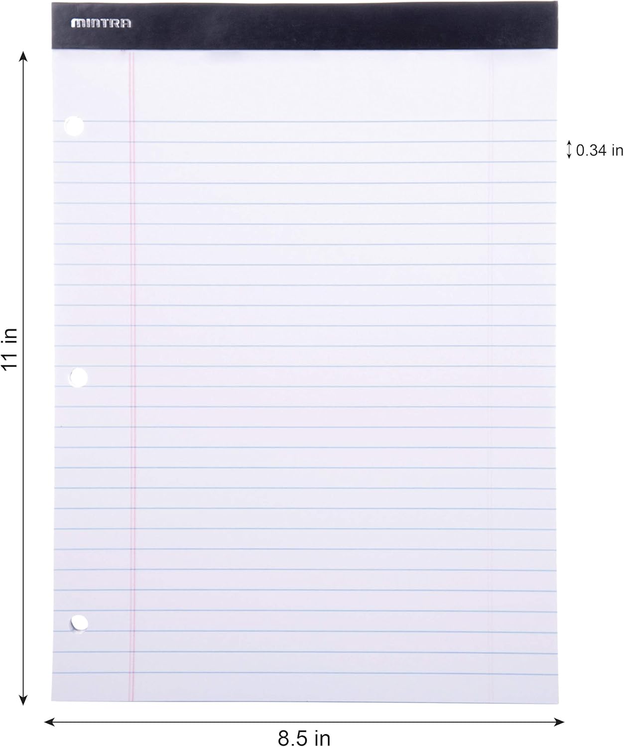 Mintra Office Legal Pads (Double Pad 3pk (White), 8.5in x 11in (Wide Ruled))