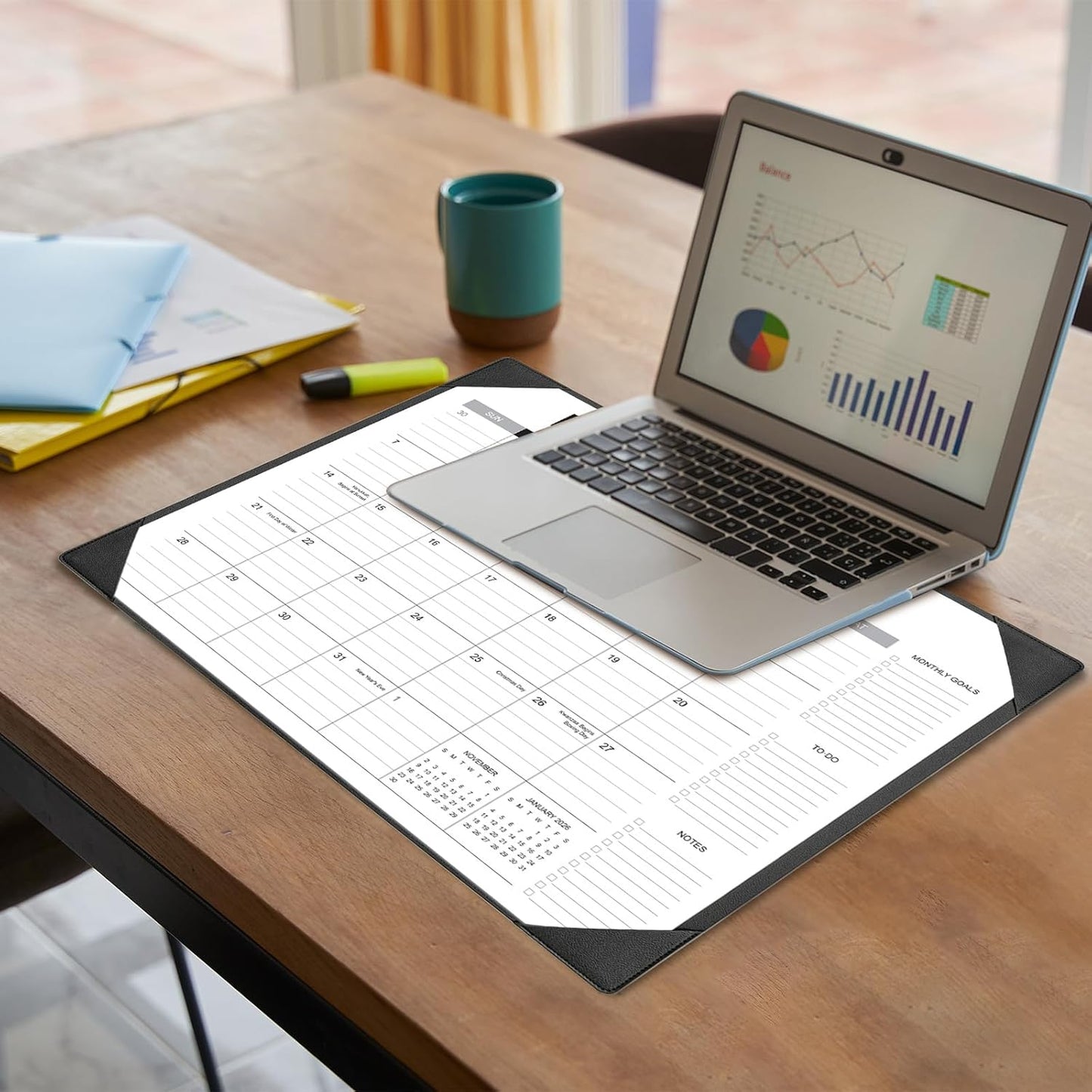 Desk Calendar 2025-2026 with Desk Mat – 22" x 17" Large Desk Pad Calendar Runs From Sep 2025 to Dec 2026, Office Supplies Desktop Monthly Calendar for Home & Office