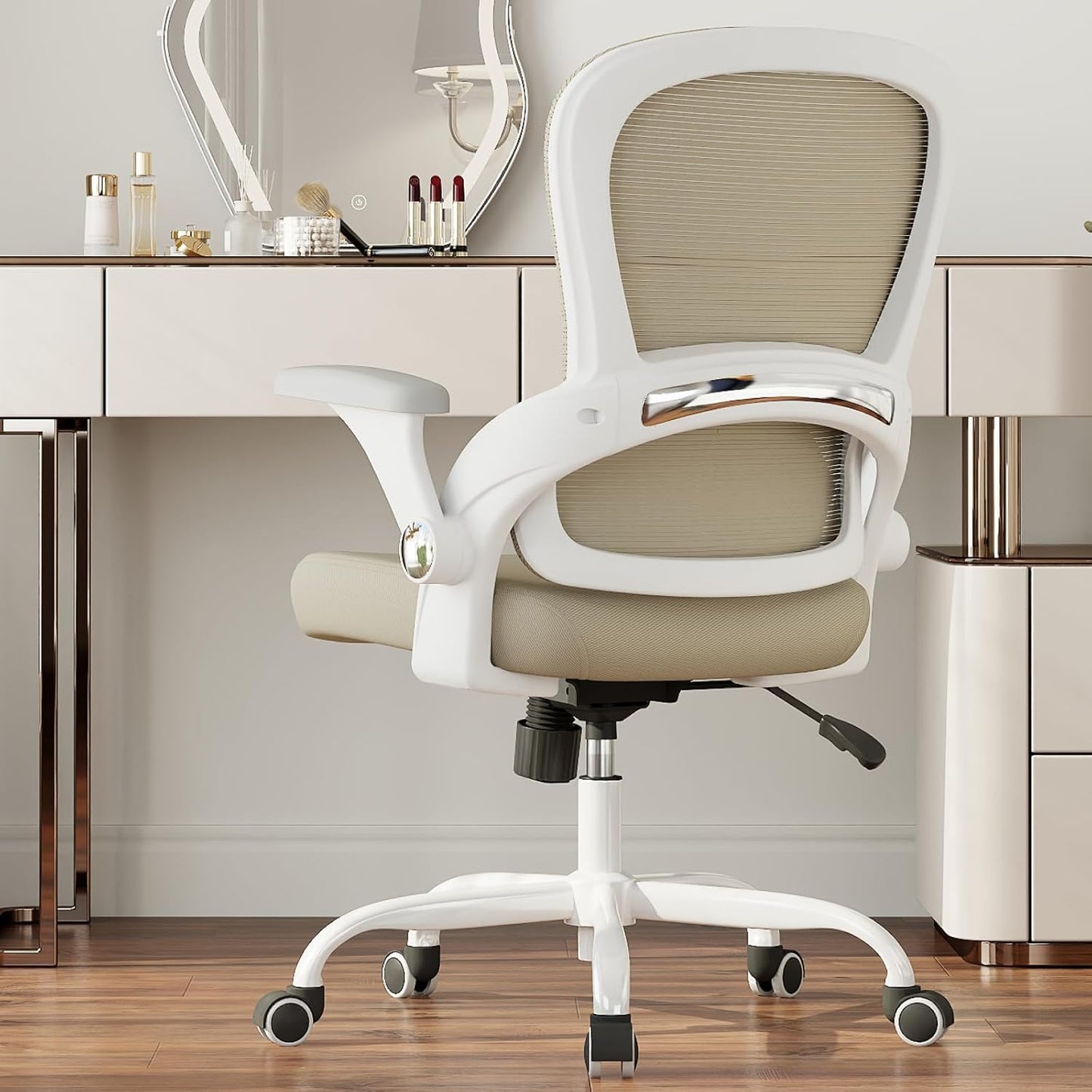 TRALT Office Chair - Ergonomic Office Chair with Back Support, Home Office Desk Chairs, Comfy Desk Chair, Computer Chair, 330lbs Wide Seat Big and Tall Office Chairs for Office Workers (Beige)