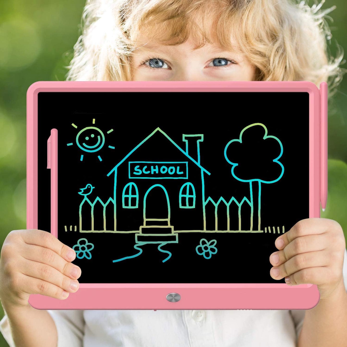 FLUESTON LCD Writing Tablet, Doodle Board Toys Gifts for 3-8 Year Old Girls Boys, 15 Inch Colorful Electronic Board Drawing Pad for Kids, Gifts for Toddler Educational Learning Travel Birthday, Pink