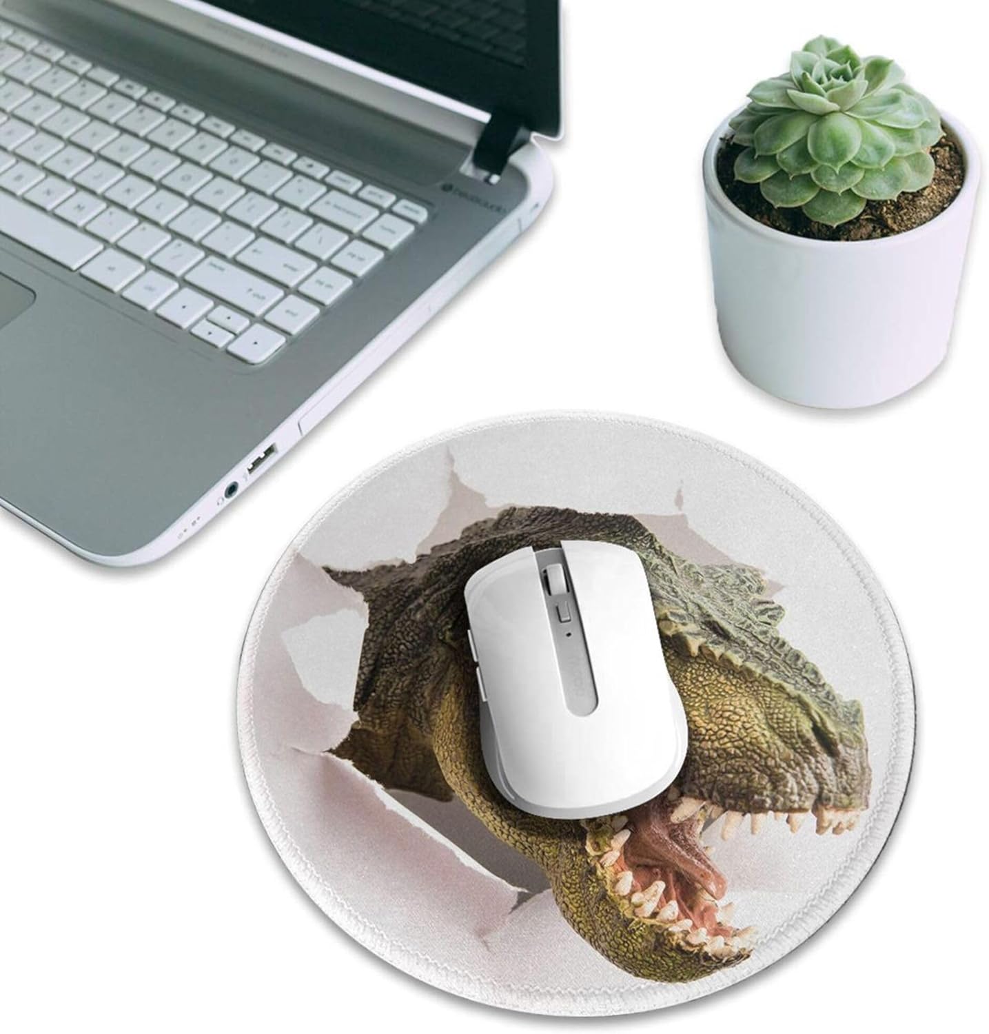 Dinosaur White Mouse Pads Mousepad, Anti-Slip Rubber Mouse Mat Desk Pad for Gaming Office Laptop Computer