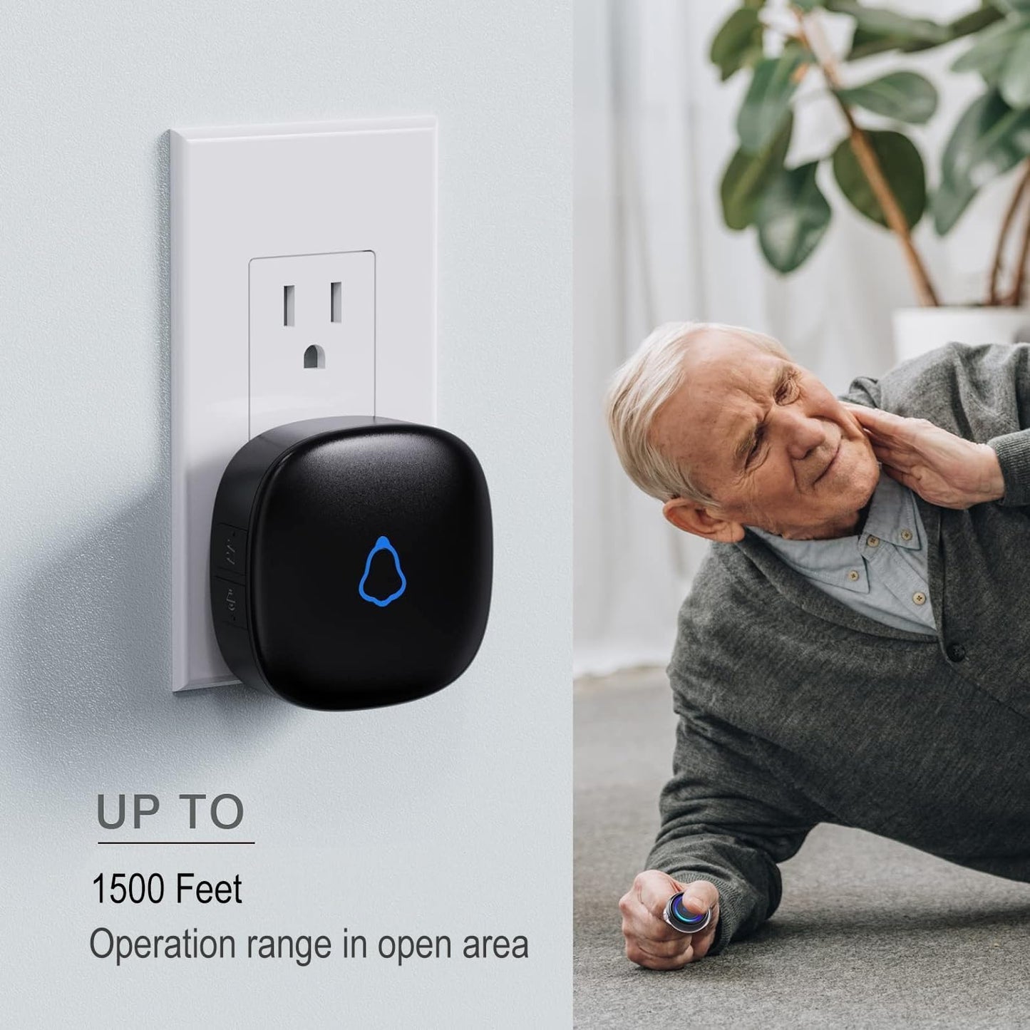 Caregiver Pager, Wireless Call Button for Seniors/Elderly at Home, 3 SOS Buttons + 2 Receivers Medical Life Alert System, Emergency Panic Call Bell, Nurse Calling & Patient Assistance Alarm