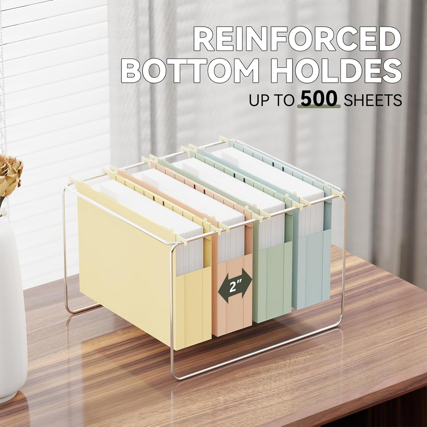 Plastic Expandable Hanging File Folder Letter Size,Heavy Duty 2“Expansion Extra Wide Hanging Folders with Tabs,Accordian Pocket,No Assembly,Filing Cabinet Folder for Office/Home,12 Pack,Morandi