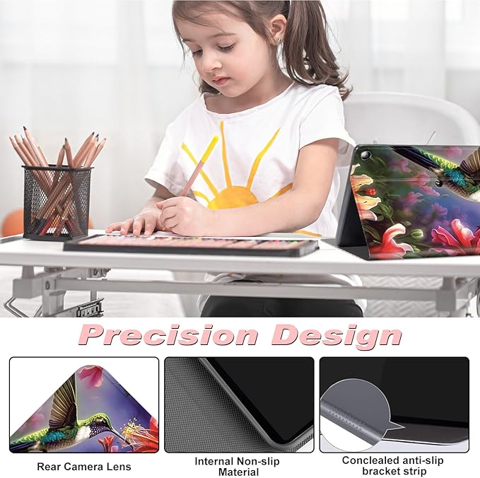 for Amazon Kindle Fire Max 11 Case (13th Generation, 2023 Release) 11",Slim Lightweight Smart Shell Stand Cover with Auto Wake/Sleep for All-New Fire 11 Max Tablet,Hummingbird Red Flower