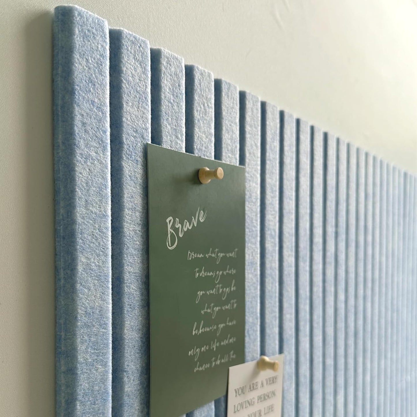 Large Cork Board for Office, 8 Pack Felt Wall Tiles with Slat Wall Paneling, Felt Bulletin Board Pin Board Cork Boards for Walls - Light Blue