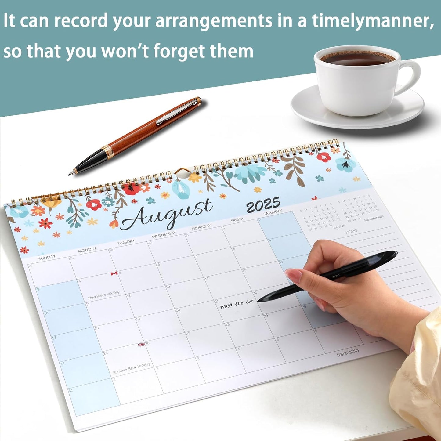 Calendar 2025-2026, Monthly Desk Calendar from July 2025 to December 2026, 17" x 12", Large Desktop Calendar Monthly, Perfect for Home or Office, Floral (Wall(17" x 12"))