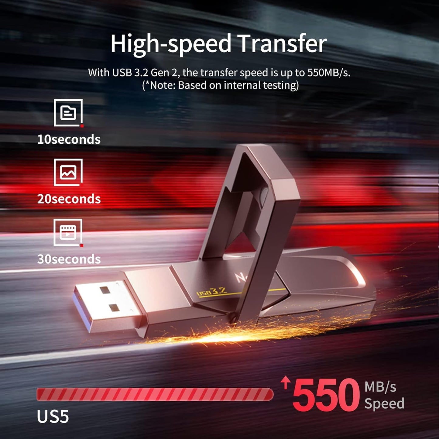 Netac 256GB Portable External USB Solid State Drive Type-c and USB 3.2 Dual Interface, up to 400MB/s Security Protection for Data Storage, Expansion of Storage for Photos/Videos/Music/Files, US5