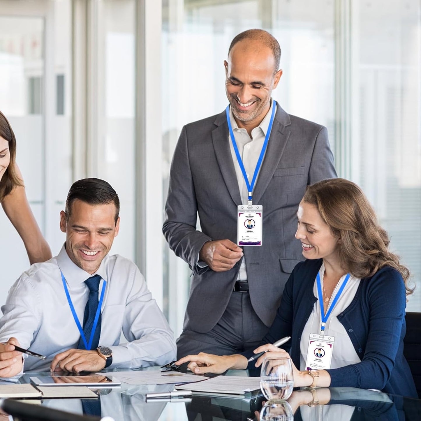 Lanyards for Id Badges,100 Packs Lanyard Bulk with Flat Badge for Name Tag Lanyard ID Holder