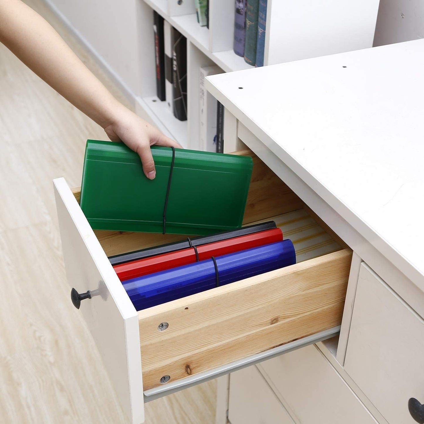 SEEKIND Expanding File Folder 4 Pack, 10.4' 5.5' Receipt Organizer Folder Accordion Folder Document with 13 Pocket for Office,Cards,Tickets-Water Resis