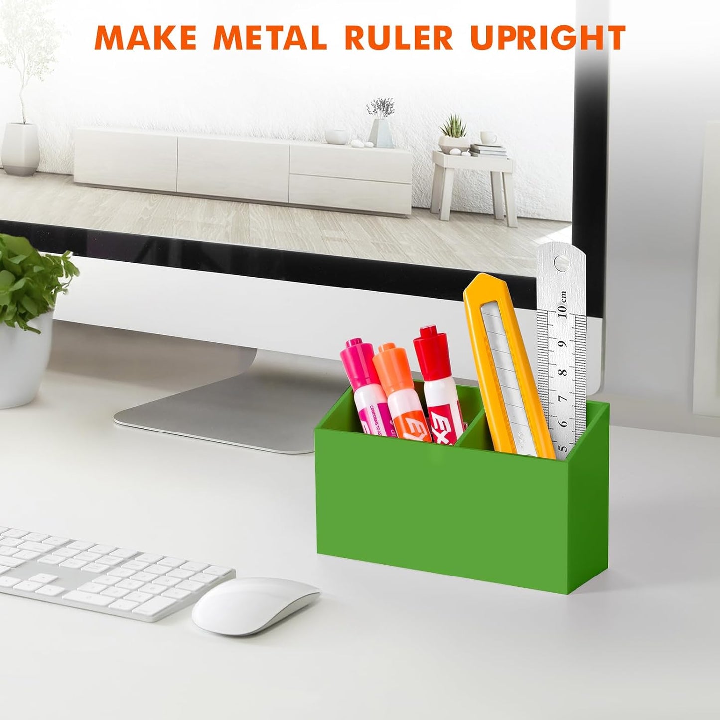 BEYGORM Magnetic Dry Erase Marker Holder for Whiteboard,Non-slip Acrylic Magnet Pen Holder for Fridge Refrigerator,Locker Organizer for Work,Locker Accessories,Pencil Cup for Desk(Green)