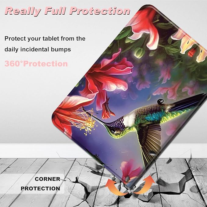 for Amazon Kindle Fire Max 11 Case (13th Generation, 2023 Release) 11",Slim Lightweight Smart Shell Stand Cover with Auto Wake/Sleep for All-New Fire 11 Max Tablet,Hummingbird Red Flower