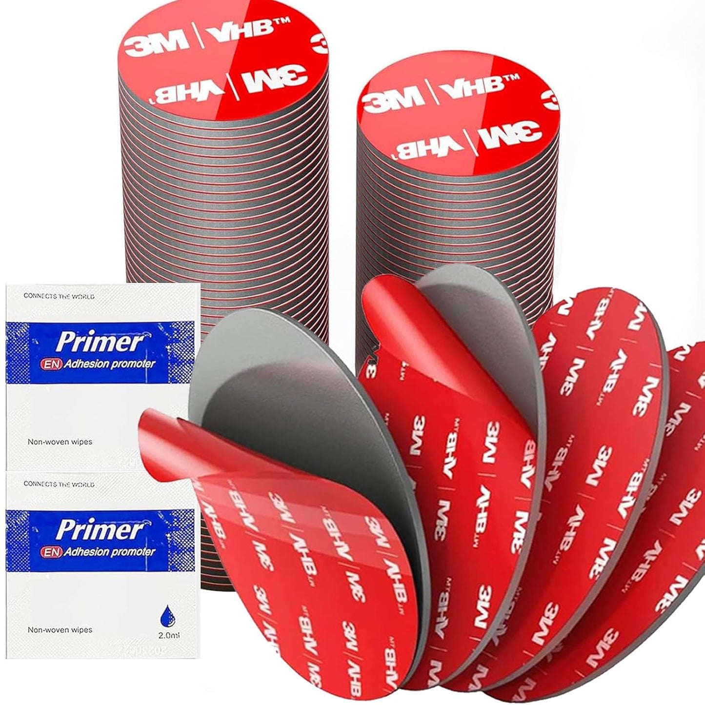 3M VHB Double Sided Mounting Gel Pads,40PCS 2'' Diameter, Waterproof, Heat-Resistant Sticky Heavy Duty Mounting Tape for Home Decoration, Car Use, Include 4 Replacement Sticky Pads (2in * 2in Circles)