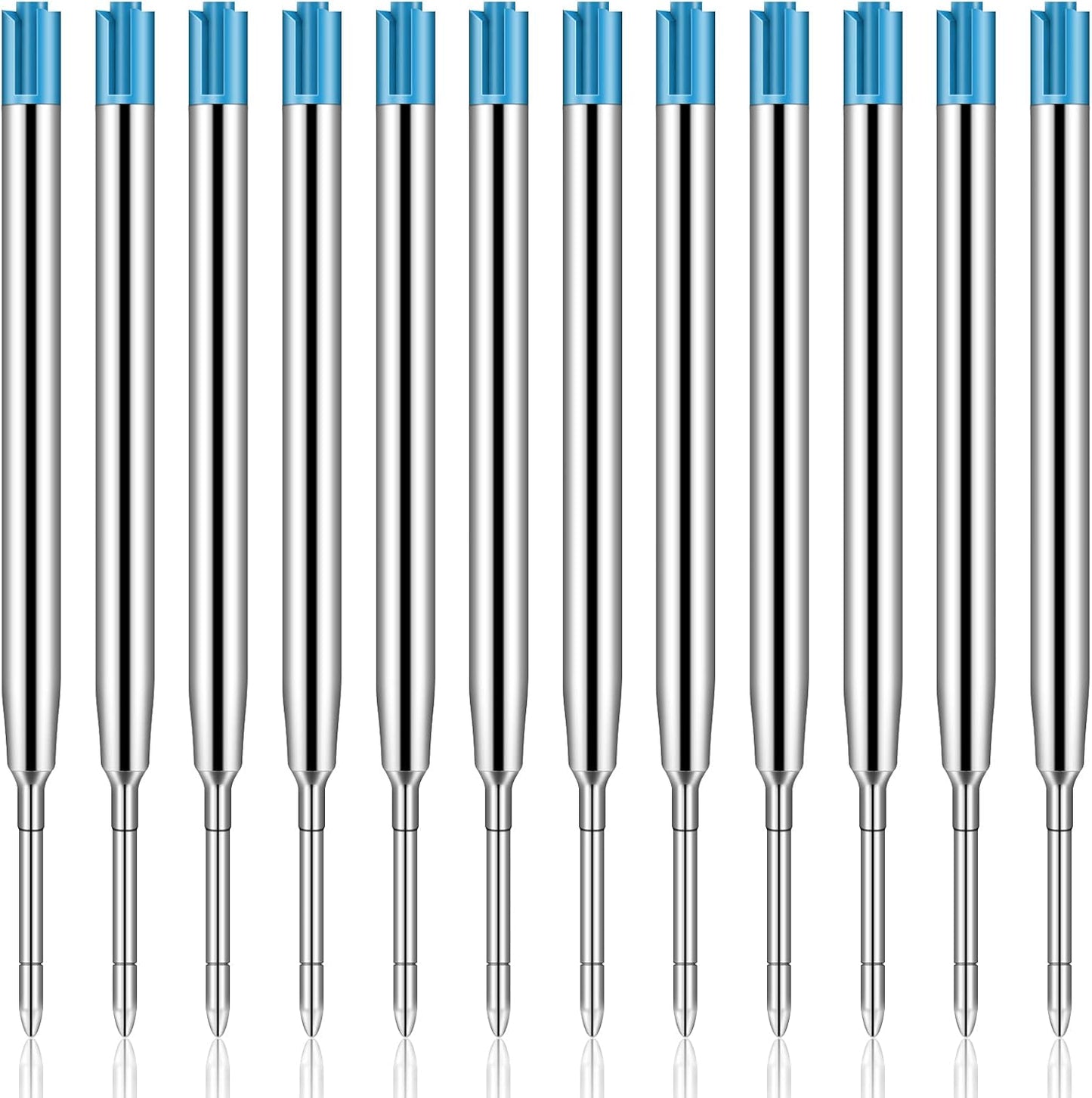 12 Pieces Pen Refills Blue Ink 1.0mm Medium Point Metal Ballpoint Refill Smooth Writing Pen Refills Replacement Refills for Retractable Ballpoint Pen School Office Supplies (Blue)