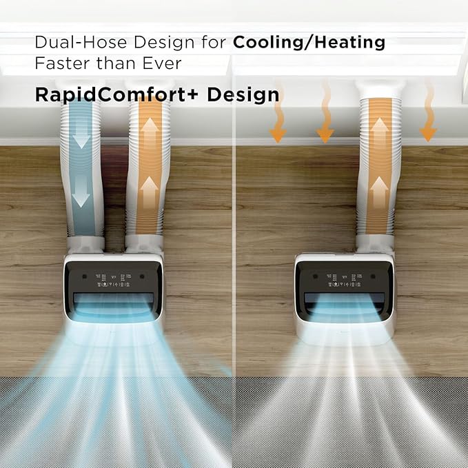 TCL H10PDH56W, 450 Sq. Ft, 10,000 BTU Q-Series Dual Hose Portable Inverter Air Conditioner & Heater, AC Unit with Heat, 47% Energy Savings, Compact Design, Works with Smart Home Devices, White