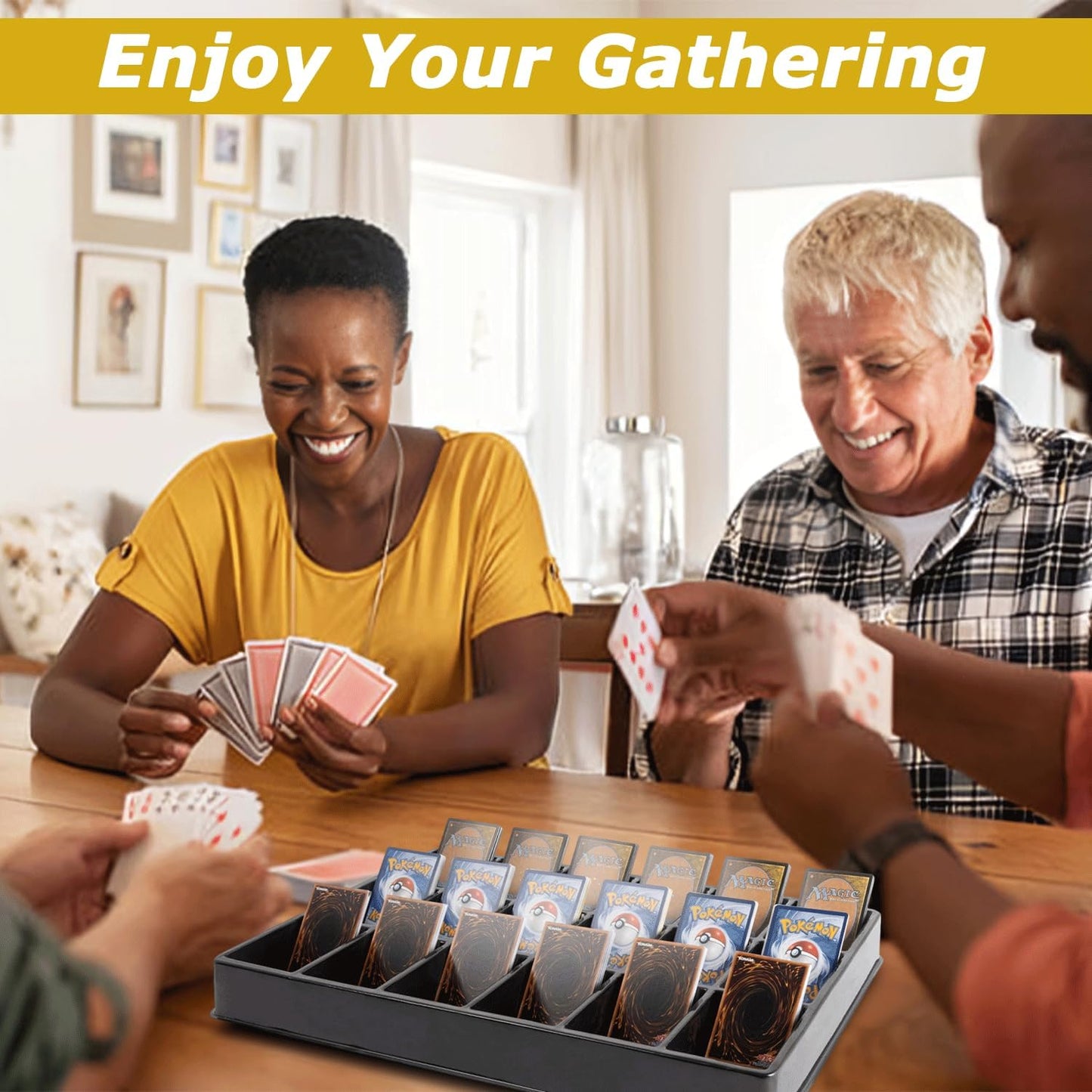 2-Pack Card Sorting Tray with 18 Compartments Each Trading Cards Organizer for Raw, Sleeved & Toploader Storage Includes 100 Sleeves & 30 PP Dividers Label-Friendly, Stackable Storage Solution