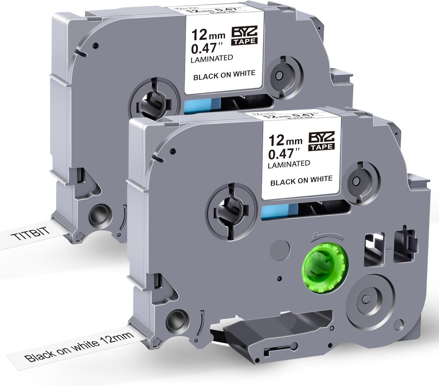 TITBIT 12mm Label Maker Tape Refill Compatible with Brother P Touch Label Tape TZe TZ Tape 0.47 Laminated 1/2" Black on White TZe-231 TZE231 for PTD210 PTD220 PTH110 PTE110 PTD410 PTP710BT, 2-Pack