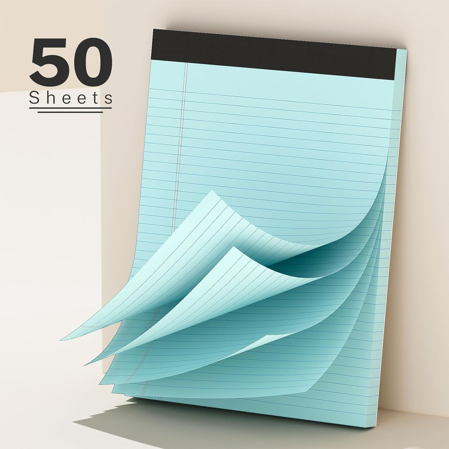 300 Sheets Blue Legal Pads 8.5 x 11 College Ruled Paper 6-Pack Note Pads Narrow Ruled 50 Sheets per Notepad Perforated Writing Pad Durable Sturdy Back 8x11 Pads of Paper