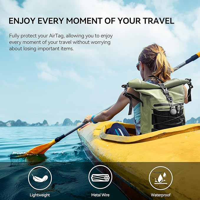 Gitfos Waterproof AirTag Keychain Holder - 4 Pack Airtag Holder for Apple AirTag, 360° Robust Protective AirTag Case with Wire Cable, AirTag Accessories, Airtag Holders for Luggage, Backpack, Key, Pet