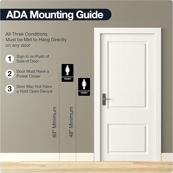 ADA Braille Womens Restroom Sign for Business with Double Sided 3M Tape - ABS Plastic Womens Bathroom Sign 9” x 6” for Offices and Restaurants