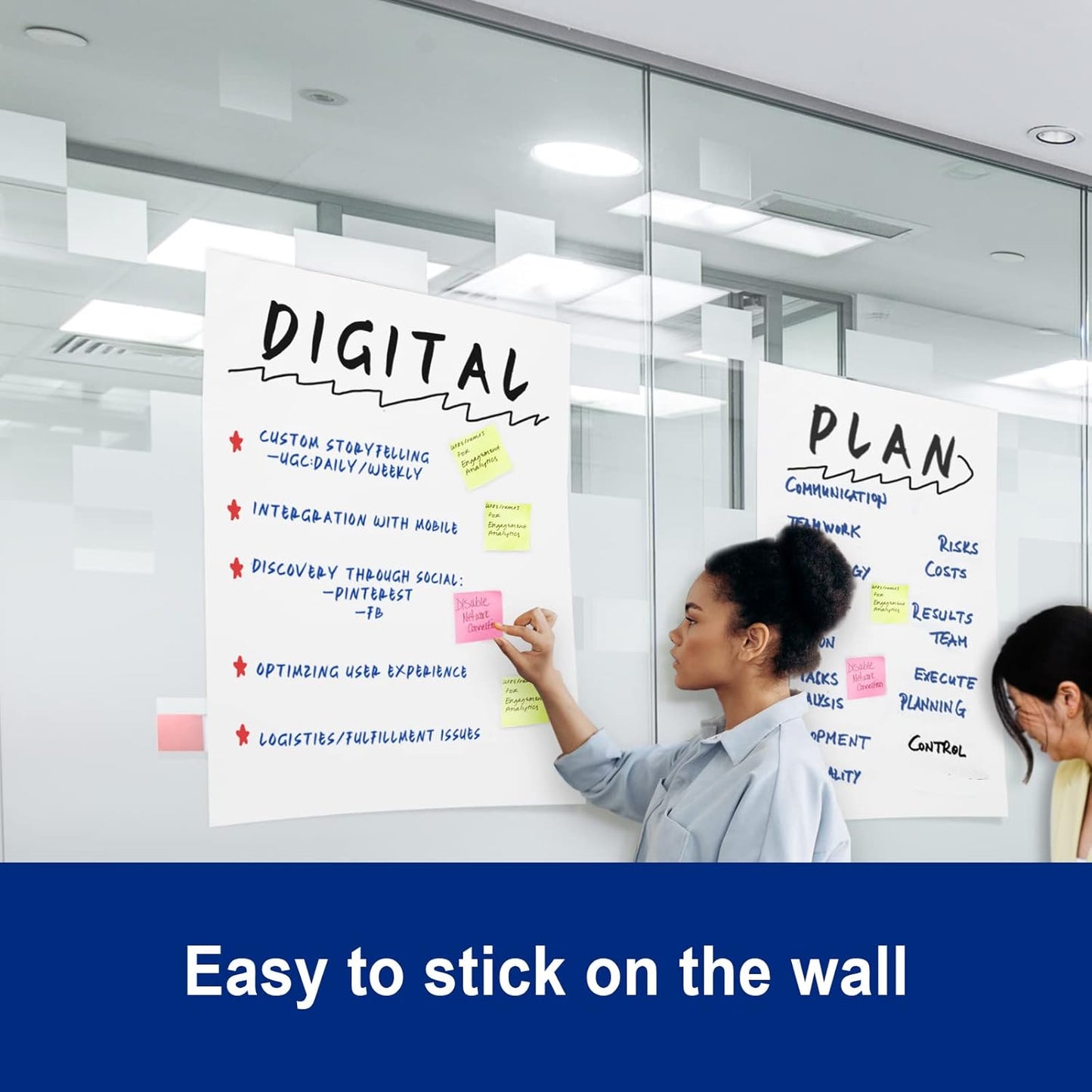 Comix Sticky Easel Pad, 25 x 30 Inches Flip Chart Paper for Teachers, Large Self Stick Easel Paper for Office School Classroom Supplies, 30 Sheets/Pad, 10 Pads/Pack