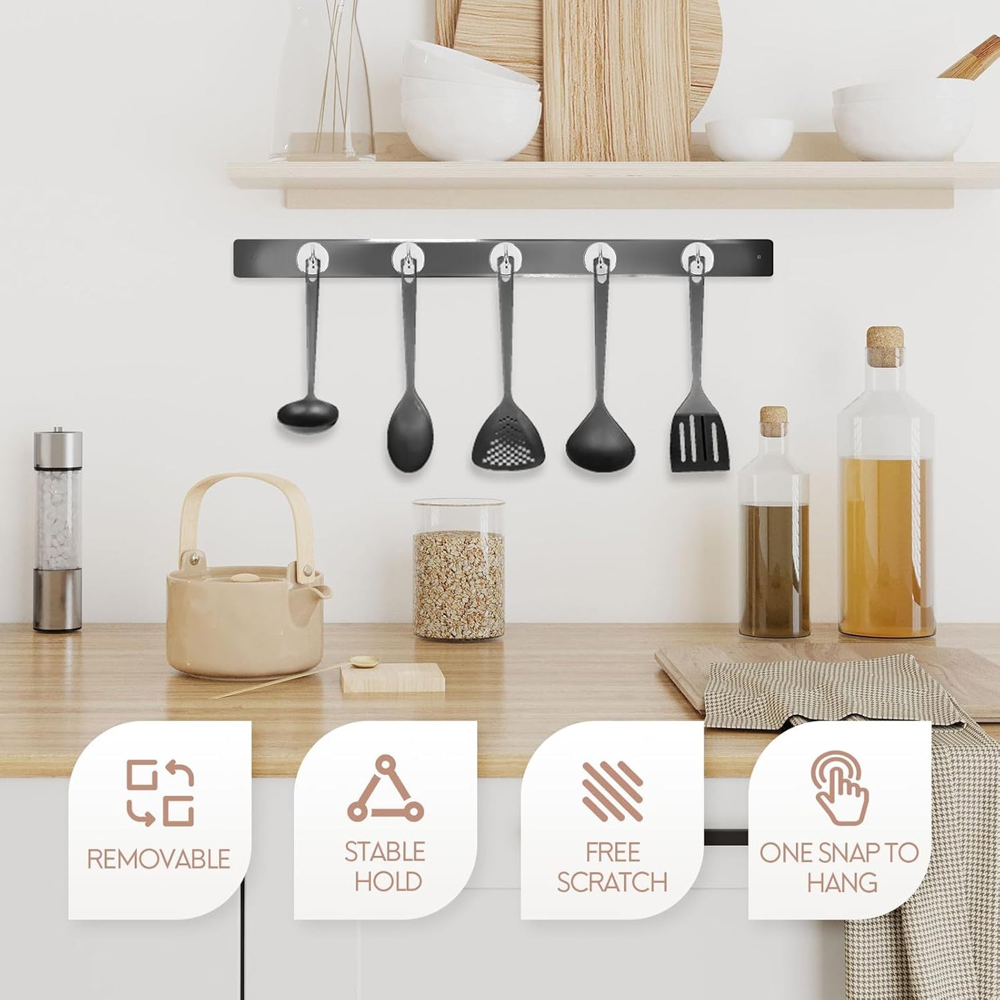 Neosmuk Magnetic Hooks, Heavy Duty 170lb+ Strong Magnets for Cruise Cabins, Ship Essentials, Large Metal Hooks for Hanging on Fridge(Silver,Pack of 4)