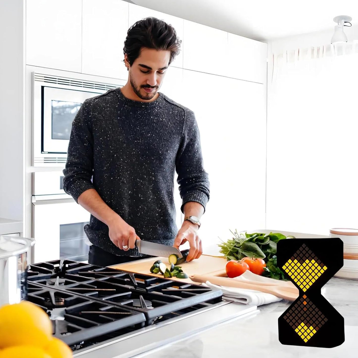 Digital Hourglass 1-30 Minute Freely Adjustable Gravity Timer Dynamic Flow Cube Led Night Light Hourglass Timer for Classroom Home Office Cooking (White, White Light Source)