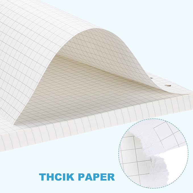 PATIKIL Grid Refill Paper 6-Ring Binder Loose Leaf Planner Filler Paper Planner Inserts, 80 Sheets/160 Pages, Lined