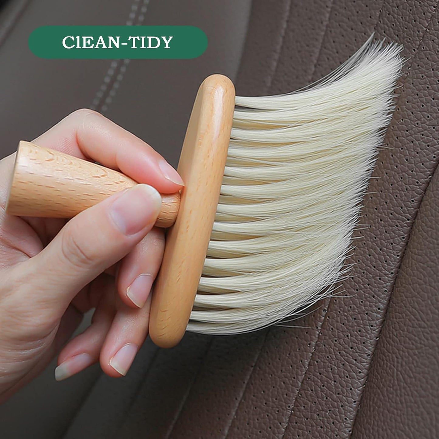 Ultra Soft Detail Car Interior Cleaning Brush - Dusting & Deep Cleaning, Wooden Handle, 2 Pack